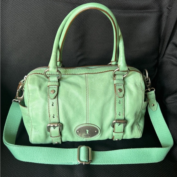 FOSSIL MADDOX Mint Green Leather Handbag and Wallet Set - Picture 2 of 16